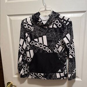 Adidas Kids Black and White Logo Hoodie